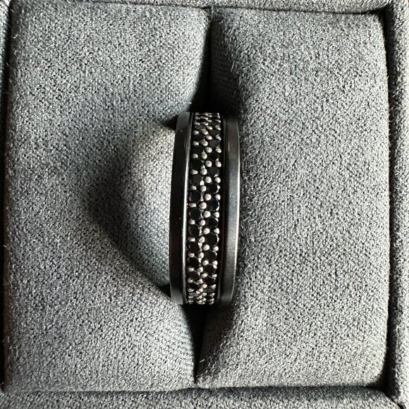 David Yurman Streamline Two Row Band Ring w/ Black Diamonds - Size 10 - Picture 6 of 16